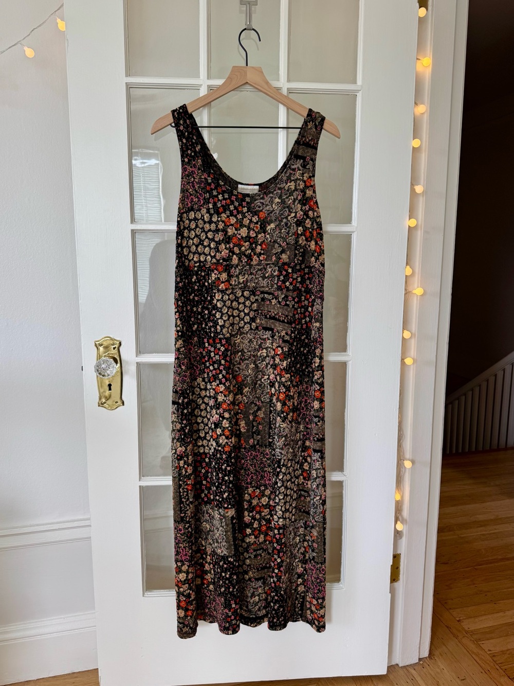 Coldwater Creek Vintage Patchwork Floral Black Dress